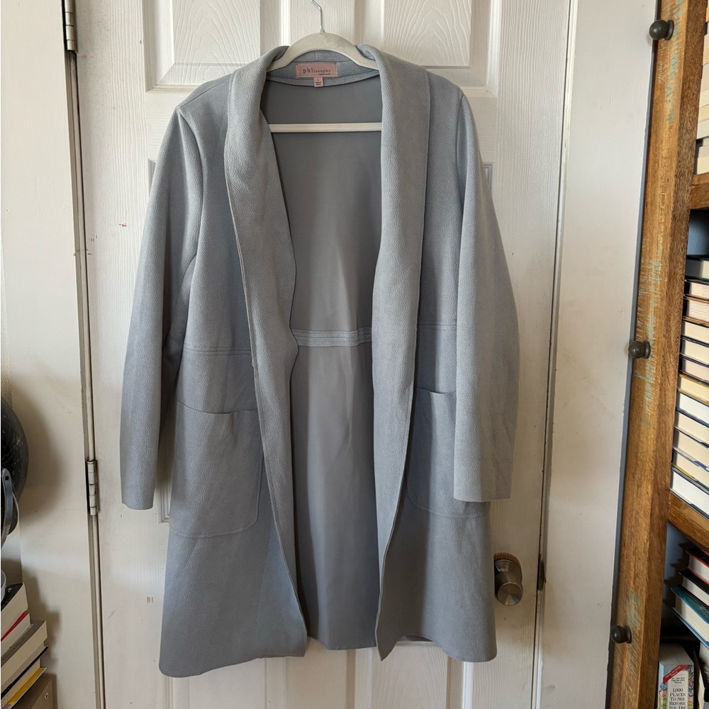 Philosophy Light Gray Open Front Coat